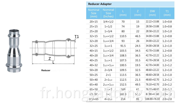 Raccord à sertir epual en acier inoxydable type v